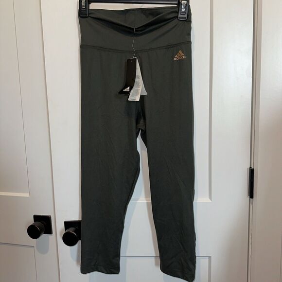 NWT WOMENS ADIDAS CAPRI LEGGINGS X ZOE SALDANA COLLECTION SMALL MSRP $50 Green - Picture 1 of 9